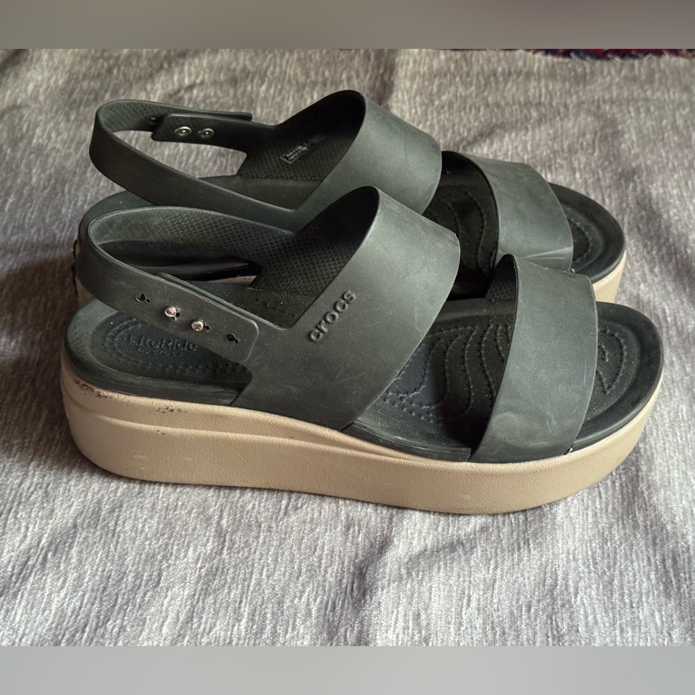 CROCS Gray and Cream Women's Sandals